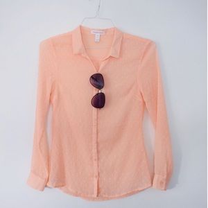 Light pink • Sheer • polka dot • Button up